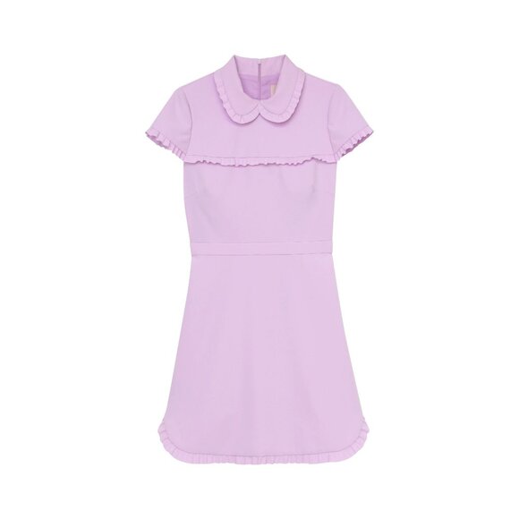 NEW Gal Meets Glam Lilac Emma Ruffle Crepe Mini Dress Size 16 - 41394 - Picture 2 of 14